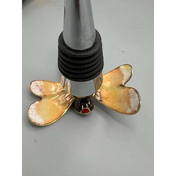 Pottery Barn Bee Wine Bottle Stoppers Enamel Amber Color Summer - Picture 5 of 16